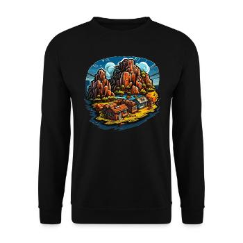 Paysage - Illustration - Sweat-shirt Unisexe - noir - Devant - Alina (178cm) & Michal (187cm)
