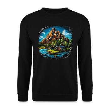 Paysage - Illustration - Sweat-shirt Unisexe - noir - Devant - Alina (178cm) & Michal (187cm)