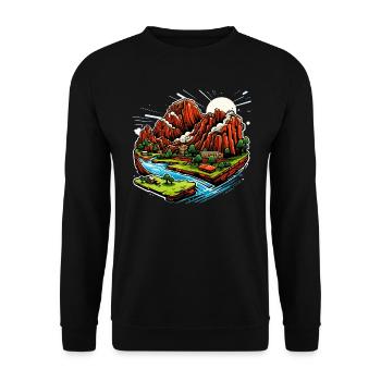 Paysage - Illustration - Sweat-shirt Unisexe - noir - Devant - Alina (178cm) & Michal (187cm)