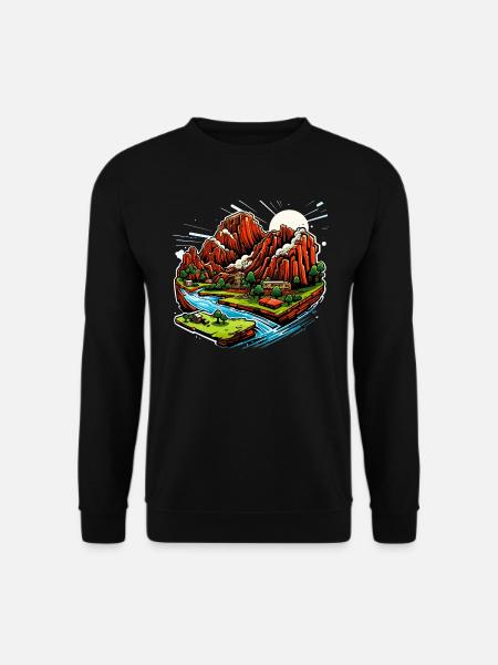 Landschaft - Illustration - Unisex Pullover - Schwarz