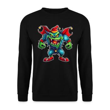 Monstre de Noël laid avec chapeau de Père Noël - Sweat-shirt Unisexe - noir - Devant - Alina (178cm) & Michal (187cm)