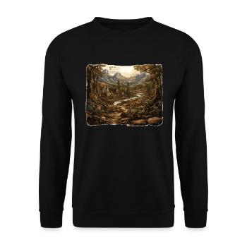 Paysage - Illustration - Sweat-shirt Unisexe - noir - Devant - Alina (178cm) & Michal (187cm)