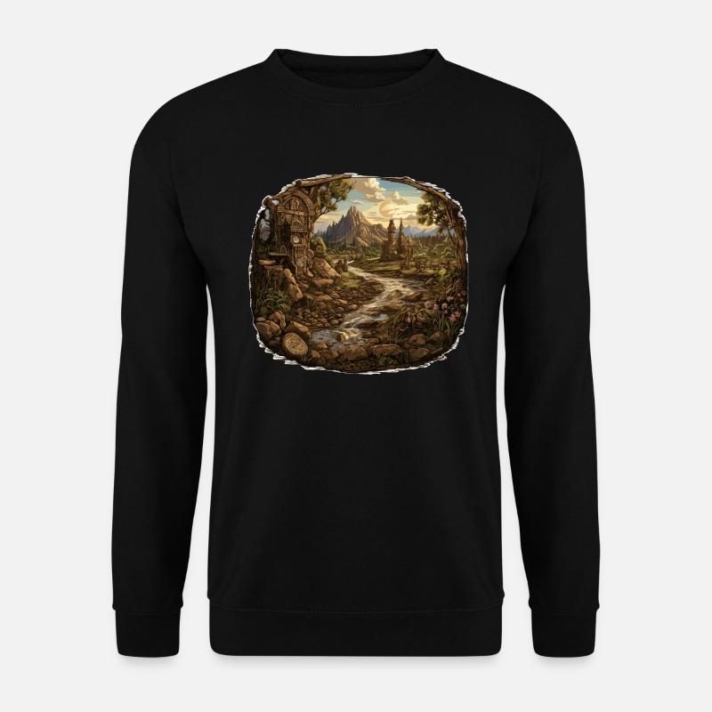 Landschaft - Illustration - Unisex Pullover - Schwarz