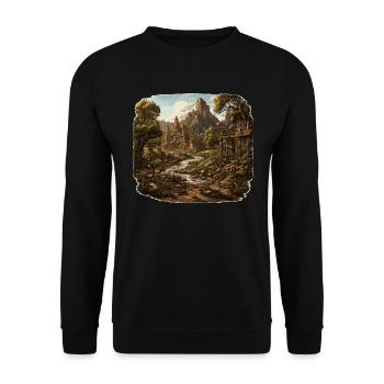 Paysage - Illustration - Sweat-shirt Unisexe - noir - Devant - Alina (178cm) & Michal (187cm)