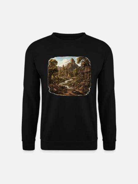 Landschaft - Illustration - Unisex Pullover - Schwarz