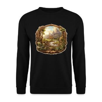 Paysage - Illustration - Sweat-shirt Unisexe - noir - Devant - Alina (178cm) & Michal (187cm)