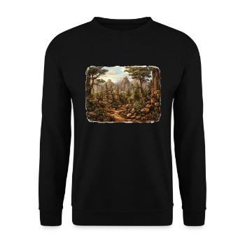 Paysage - Illustration - Sweat-shirt Unisexe - noir - Devant - Alina (178cm) & Michal (187cm)