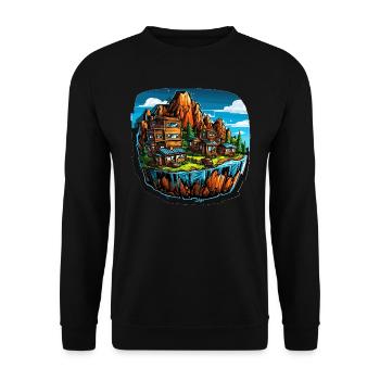 Paysage - Illustration - Sweat-shirt Unisexe - noir - Devant - Alina (178cm) & Michal (187cm)