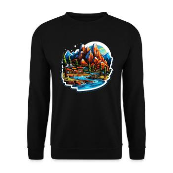 Paysage - Illustration - Sweat-shirt Unisexe - noir - Devant - Alina (178cm) & Michal (187cm)