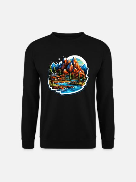 Landscape - Illustration - Unisex Sweatshirt - black