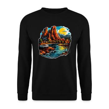 Paysage - Illustration - Sweat-shirt Unisexe - noir - Devant - Alina (178cm) & Michal (187cm)