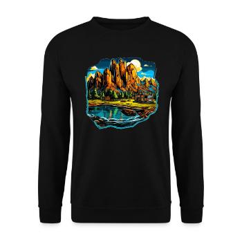 Paysage - Illustration - Sweat-shirt Unisexe - noir - Devant - Alina (178cm) & Michal (187cm)