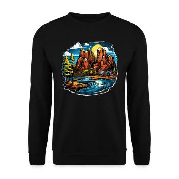 Paysage - Illustration - Sweat-shirt Unisexe - noir - Devant - Alina (178cm) & Michal (187cm)