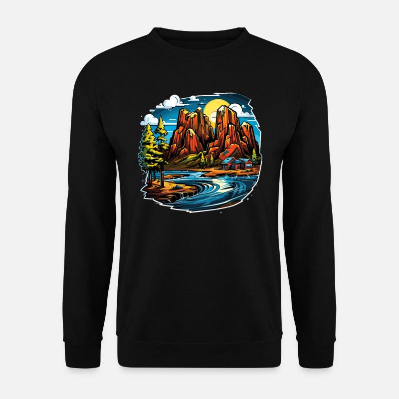 Landschaft - Illustration - Unisex Pullover - Schwarz