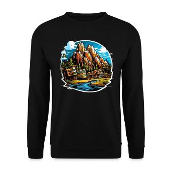 Paysage - Illustration - Sweat-shirt Unisexe - noir - Devant - Alina (178cm) & Michal (187cm)