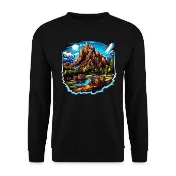 Paysage - Illustration - Sweat-shirt Unisexe - noir - Devant - Alina (178cm) & Michal (187cm)