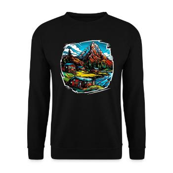 Paysage - Illustration - Sweat-shirt Unisexe - noir - Devant - Alina (178cm) & Michal (187cm)