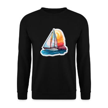 Sailboat - illustration - Unisex Sweatshirt - black - Front - Alina (178cm) & Michal (187cm)