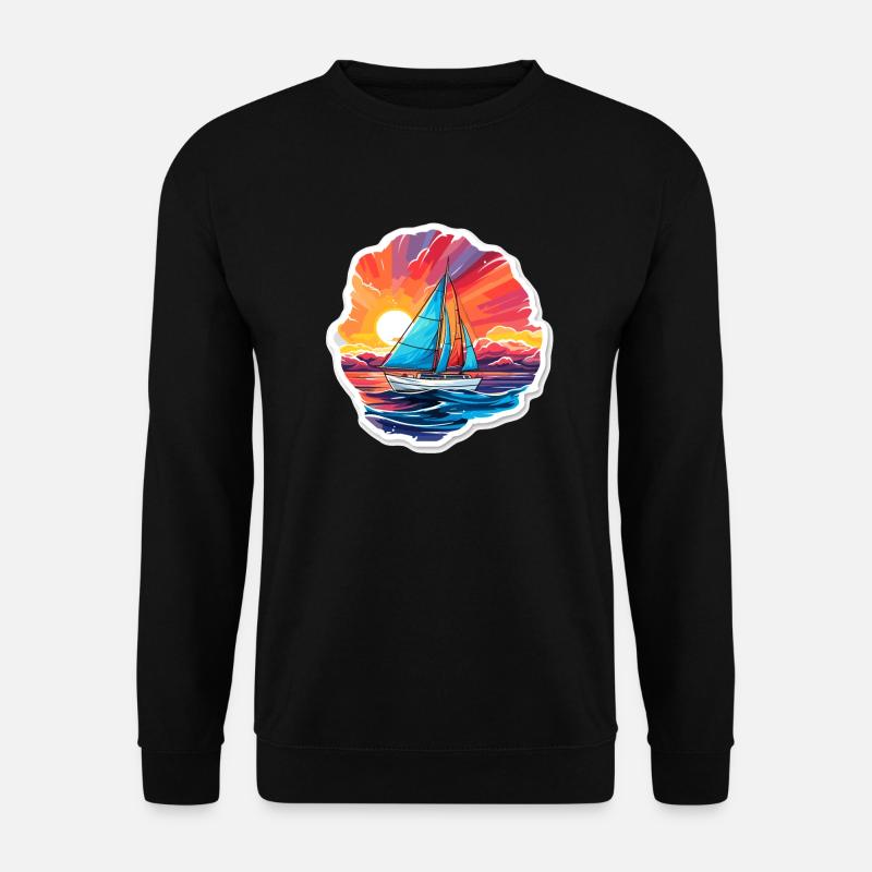 Segelboot - Illustration - Unisex Pullover - Schwarz