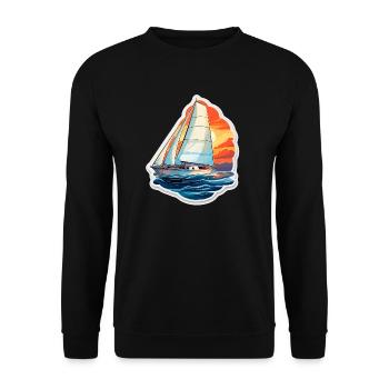 Sailboat - illustration - Unisex Sweatshirt - black - Front - Alina (178cm) & Michal (187cm)
