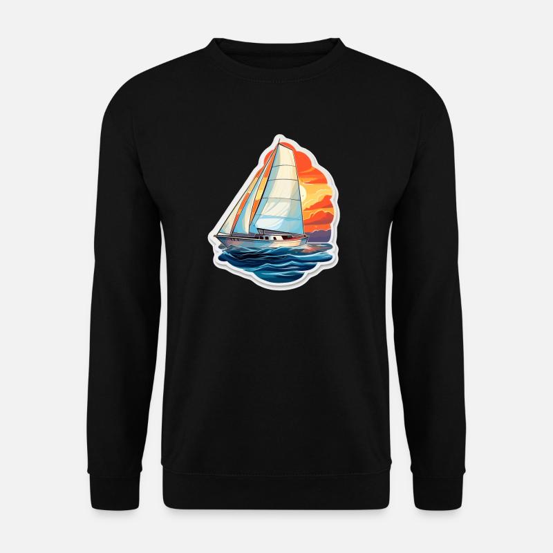 Segelboot - Illustration - Unisex Pullover - Schwarz
