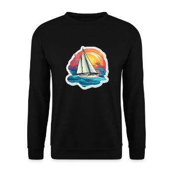 Sailboat - illustration - Unisex Sweatshirt - black - Front - Alina (178cm) & Michal (187cm)