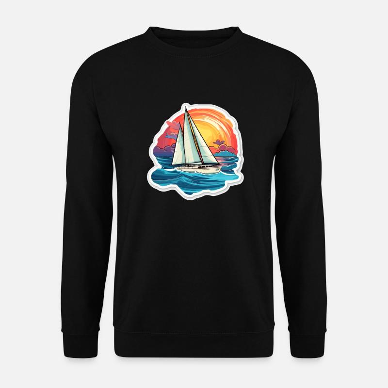 Segelboot - Illustration - Unisex Pullover - Schwarz
