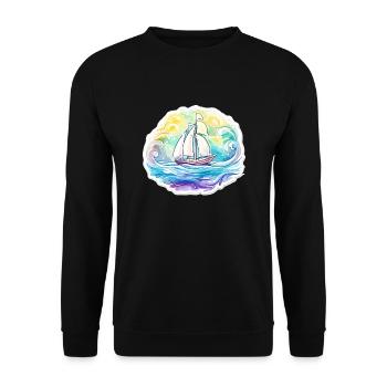 Sailboat - illustration - Unisex Sweatshirt - black - Front - Alina (178cm) & Michal (187cm)