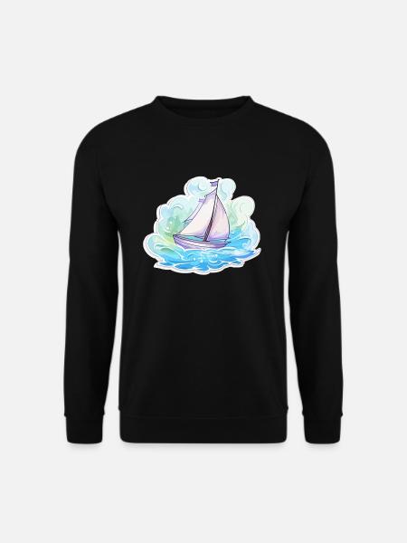 Sailboat - illustration - Unisex Sweatshirt - black