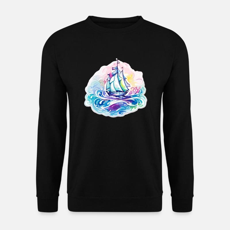 Sailboat - illustration - Unisex Sweatshirt - black