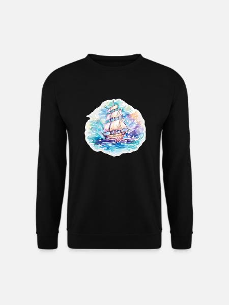 Sailboat - illustration - Unisex Sweatshirt - black