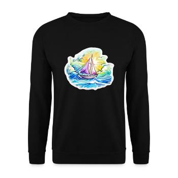 Sailboat - illustration - Unisex Sweatshirt - black - Front - Alina (178cm) & Michal (187cm)