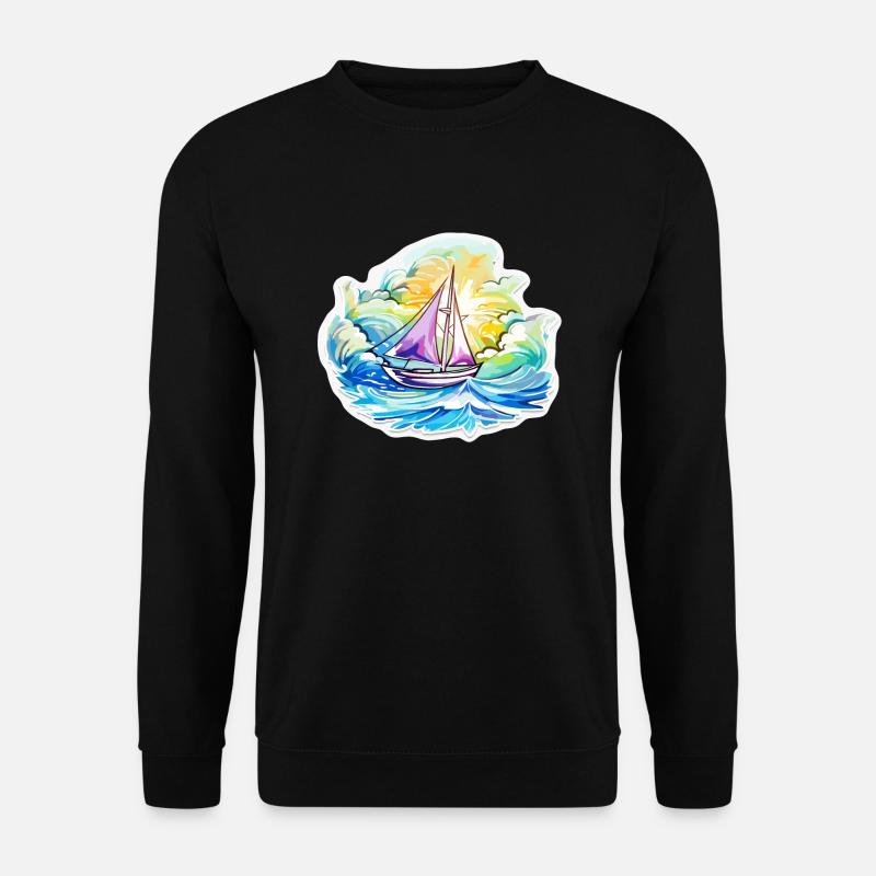 Sailboat - illustration - Unisex Sweatshirt - black