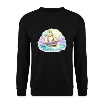 Sailboat - illustration - Unisex Sweatshirt - black - Front - Alina (178cm) & Michal (187cm)