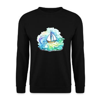 Sailboat - illustration - Unisex Sweatshirt - black - Front - Alina (178cm) & Michal (187cm)