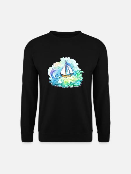 Sailboat - illustration - Unisex Sweatshirt - black