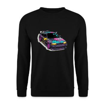 Auto - Illustration - Unisex Pullover - Schwarz - Vorne - Alina (178cm) & Michal (187cm)