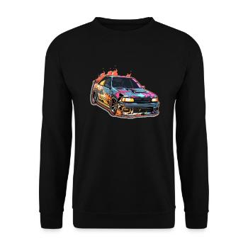 Car - Illustration - Unisex Sweatshirt - black - Front - Alina (178cm) & Michal (187cm)
