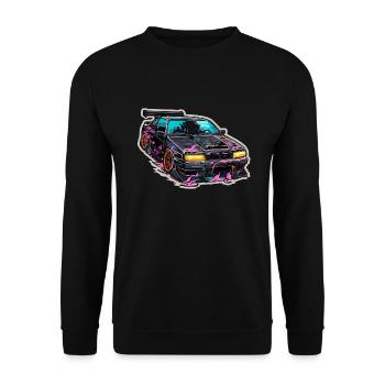 Auto - Illustration - Unisex Pullover - Schwarz - Vorne - Alina (178cm) & Michal (187cm)