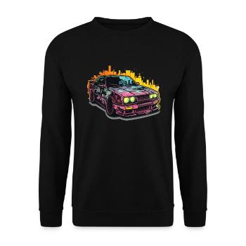 Auto - Illustration - Unisex Pullover - Schwarz - Vorne - Alina (178cm) & Michal (187cm)