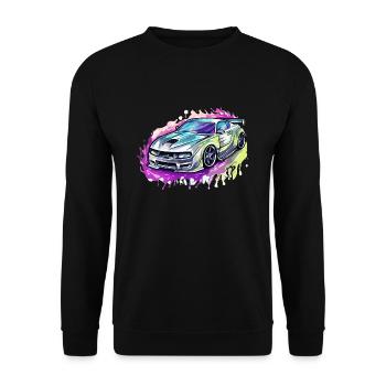 Auto - Illustration - Unisex Pullover - Schwarz - Vorne - Alina (178cm) & Michal (187cm)