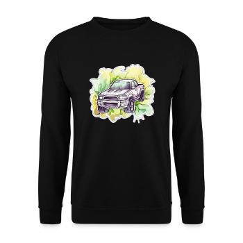 Car - Illustration - Unisex Sweatshirt - black - Front - Alina (178cm) & Michal (187cm)