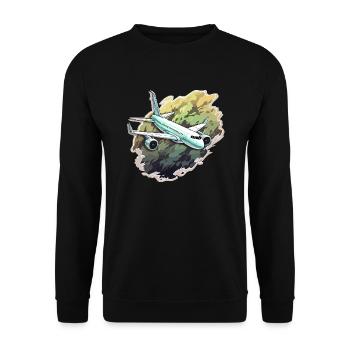 Airplane - illustration - Unisex Sweatshirt - black - Front - Alina (178cm) & Michal (187cm)