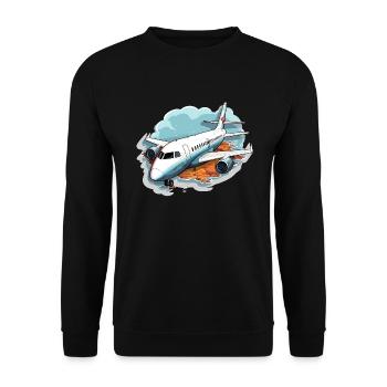 Airplane - illustration - Unisex Sweatshirt - black - Front - Alina (178cm) & Michal (187cm)