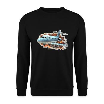 Airplane - illustration - Unisex Sweatshirt - black - Front - Alina (178cm) & Michal (187cm)