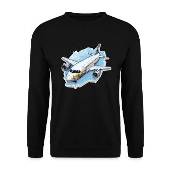 Airplane - illustration - Unisex Sweatshirt - black - Front - Alina (178cm) & Michal (187cm)