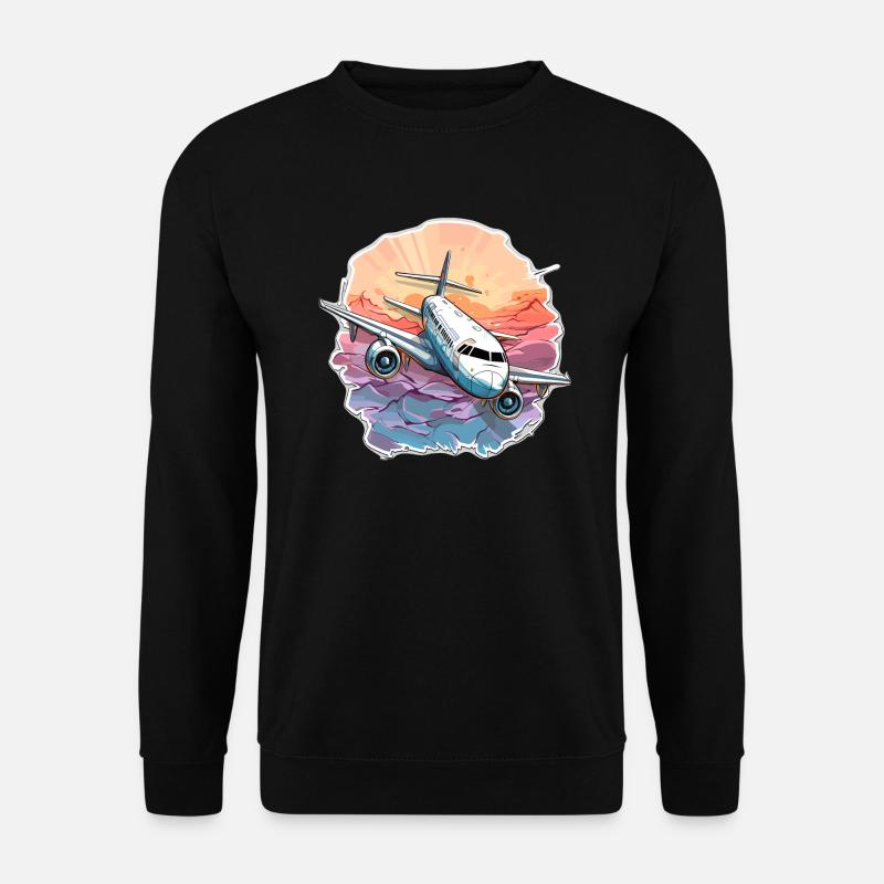 Flugzeug - Illustration - Unisex Pullover - Schwarz