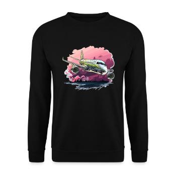 Airplane - illustration - Unisex Sweatshirt - black - Front - Alina (178cm) & Michal (187cm)