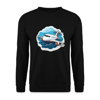 Airplane - illustration - Unisex Sweatshirt - black - Front - Alina (178cm) & Michal (187cm)
