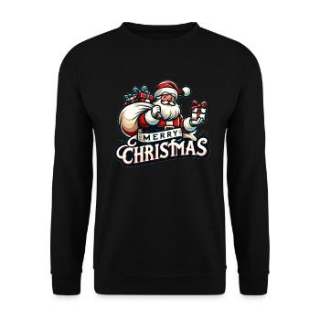 Merry Christmas - Santa Illustration - Unisex Sweatshirt - black - Front - Alina (178cm) & Michal (187cm)